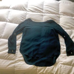 Navy Blue and Green Polka Dot Blouse
